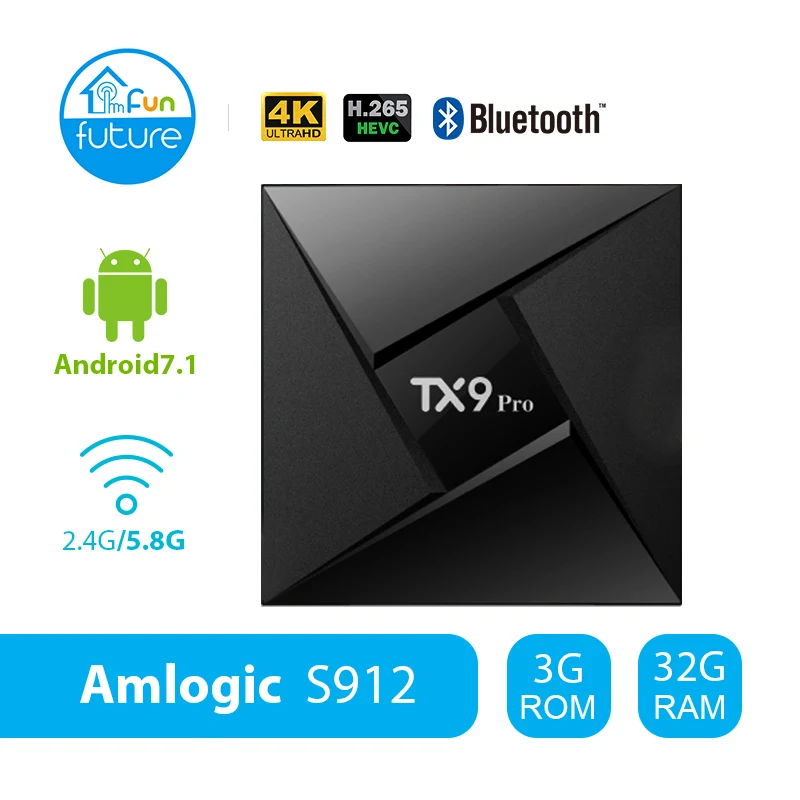 ТВ приставка Tanix TX9 Pro Android 7 1 Восьмиядерный процессор Amlogic S912 3 ГБ 32 BT4.1 2 4G 5 8G wifi 1000M LAN