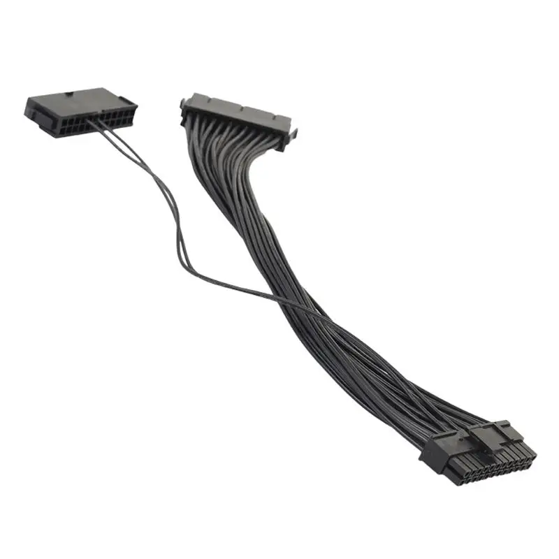 2pcs ATX Mining 30cm 24 Pin Dual PSU Power Supply Extension Cable for Bitcoin Miner Mining 24Pin power cord line wire