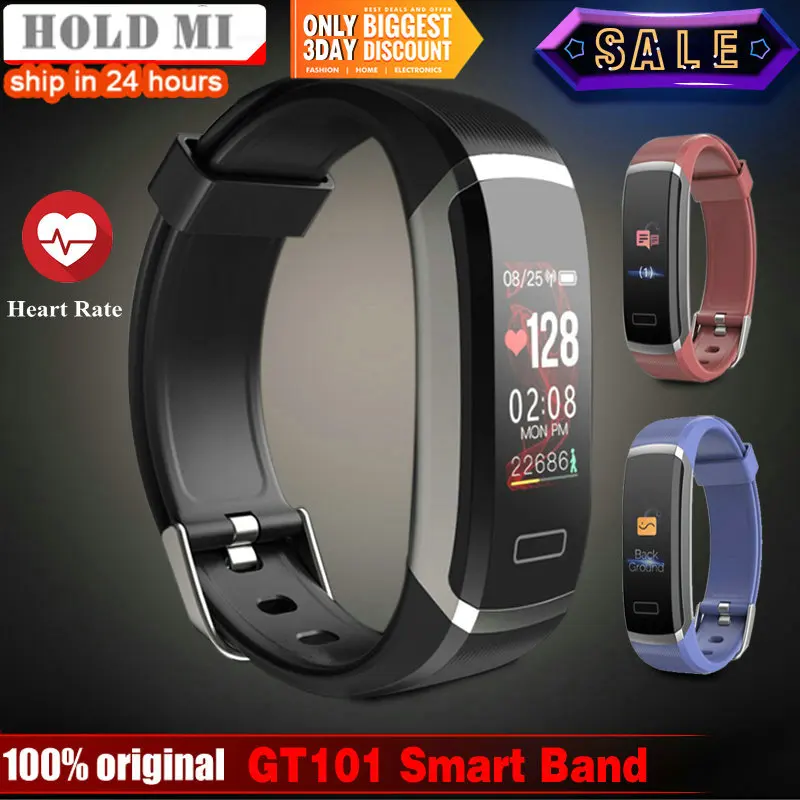

Hold Mi GT101 Color Screen Smart Bracelet Waterproof 24 hours Heart Rate Monitor Fitness Tracker Bluetooth Smart Band for Sport