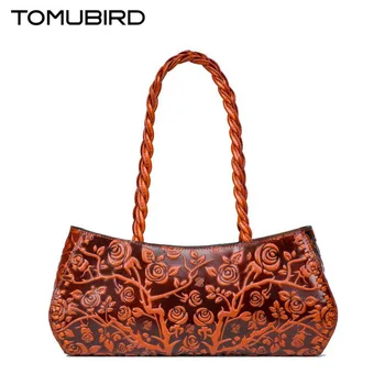 

TOMUBIRD 2020 new quality cowhide material famous brand women bag embossing fashion women genuine leather handbags shoulder bag