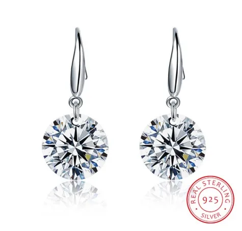 

2019 New Fashion jewelry 925 silver Lucky Carved Earrings Female Crystal from Austrian Woman Christmas giftc For Woman