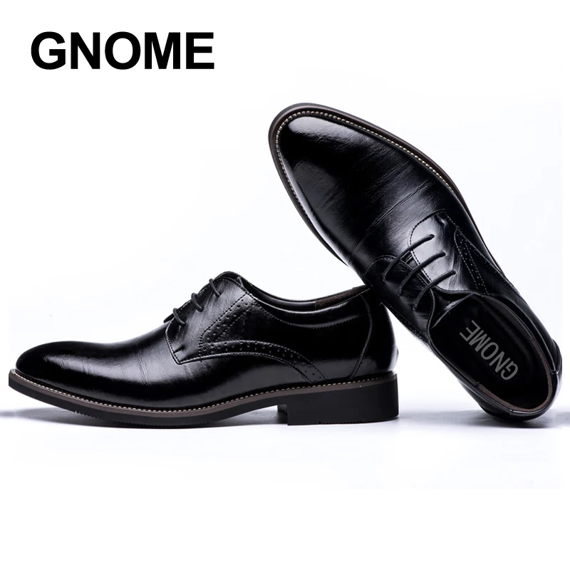 

GNOME Luxury Mens Dress Big Size Shoes PU Leather Oxford Shoes For Men Lace-Up Business Men Shoes Brand Men Wedding Shoes
