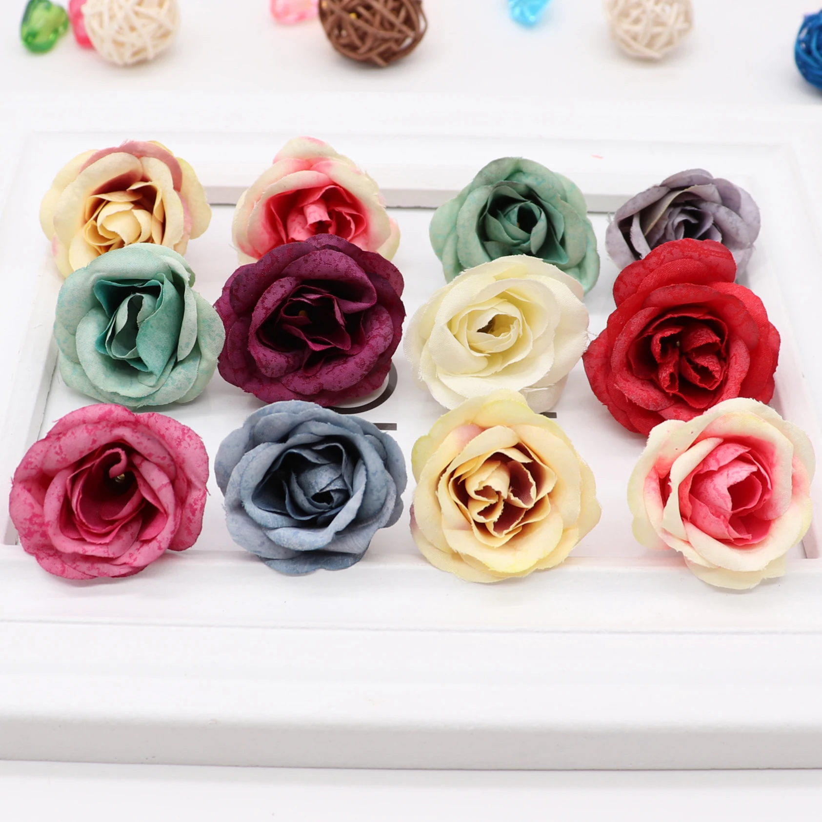 

10pcs 4cm artificial flower silk rose flower head wedding home party decoration DIY flower wall scrapbook gift box craft
