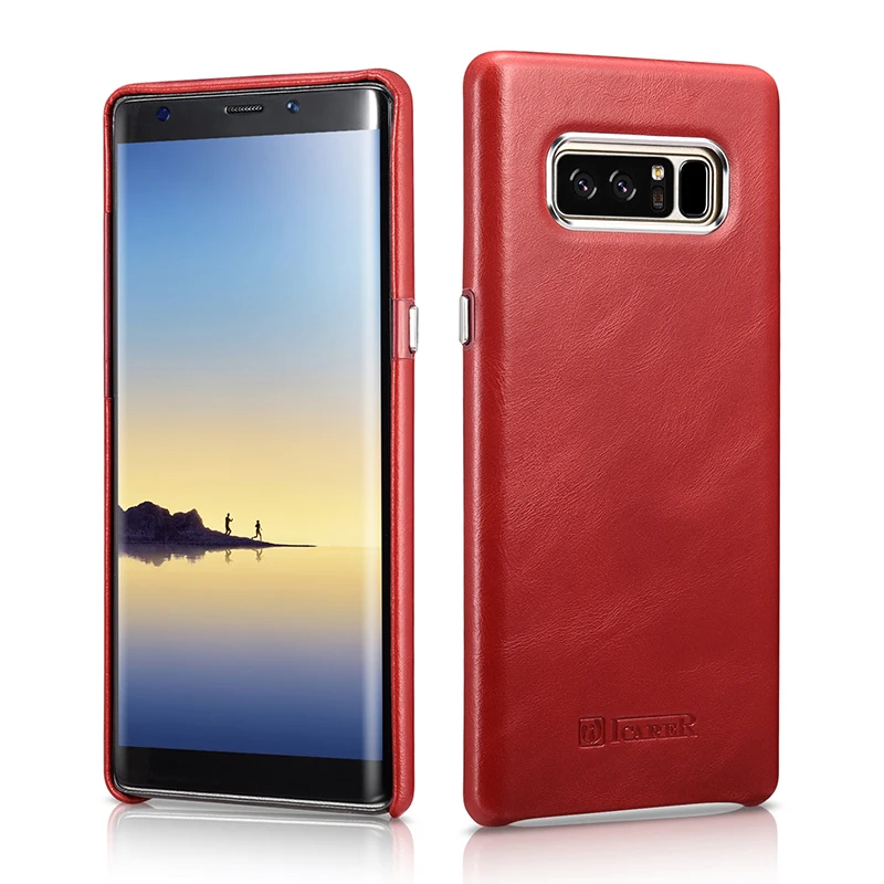 Для samsung Galaxy Note8 чехол из натуральной воловьей кожи задняя крышка тонкий бизнес телефон оболочка защитный чехол для samsung Note8 - Цвет: Красный