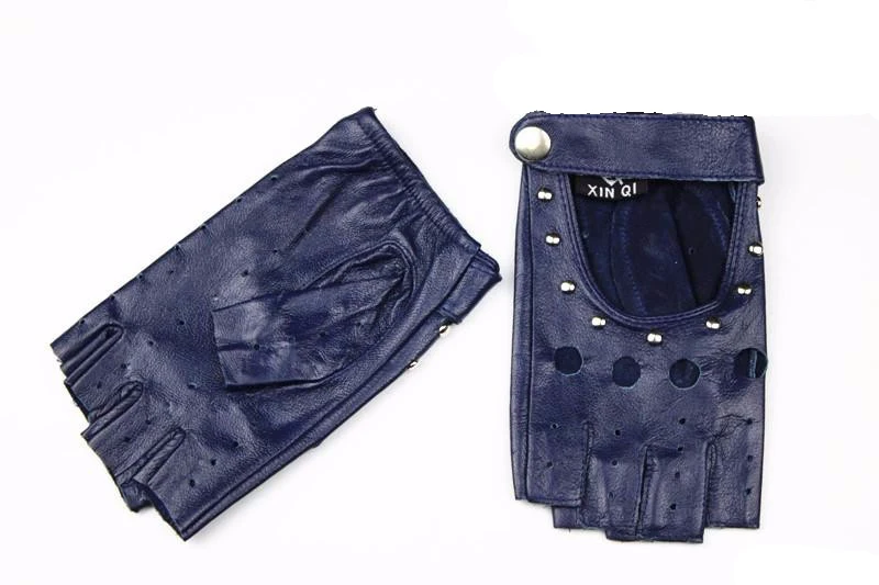 Женские кожаные перчатки на половину пальцев тонкие однослойные дышащие весенние и летние уличные перчатки для вождения