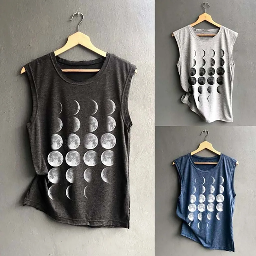 

Women's Print Vest Casual Loose Top Sleeveless Vest Camis Femme Tank Tops Sport Pullover Tunic Top 2019 майка женская