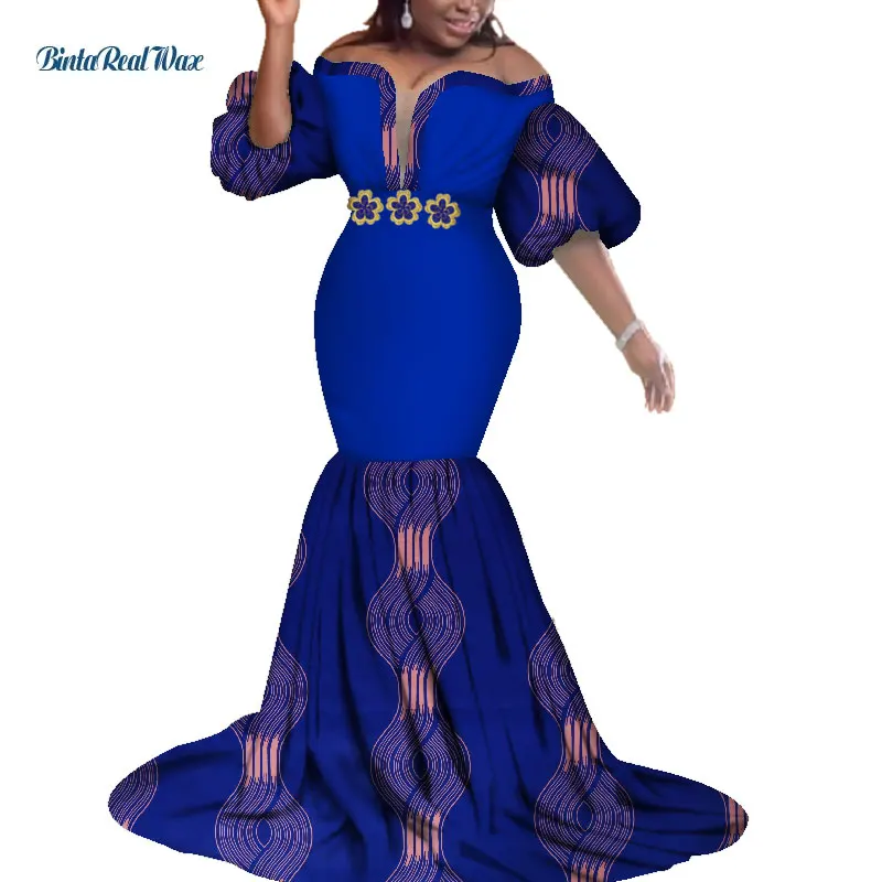 Африканский принт платья для женщин Базен Riche африканская одежда аппликация длинное Русалка вечернее платье Дашики африканская одежда WY3623 - Цвет: 15