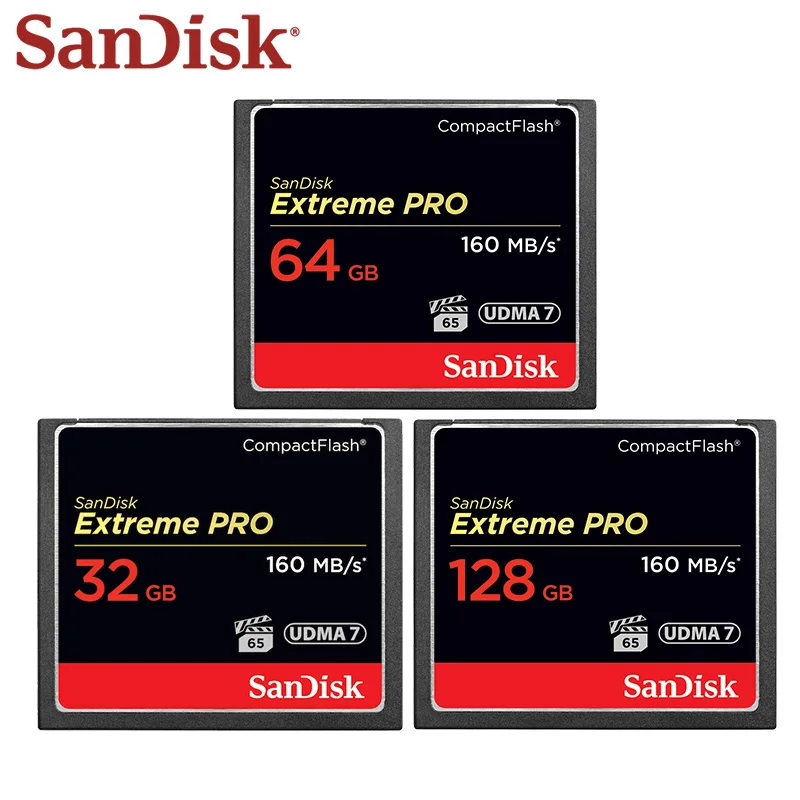 Карта памяти SANDISK EXTREME PRO compact flash объемом 32 ГБ 64 128 CF карта до 160 МБ/с. скорость чтения