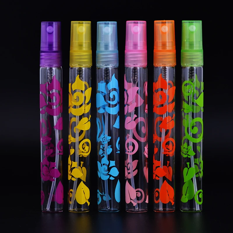 

MUB - Fashion 6Pcs 10ml Print Rose Perfume Spray Bottles Atomizer Empty Glass Refillable Mini Bottle Free Shipping