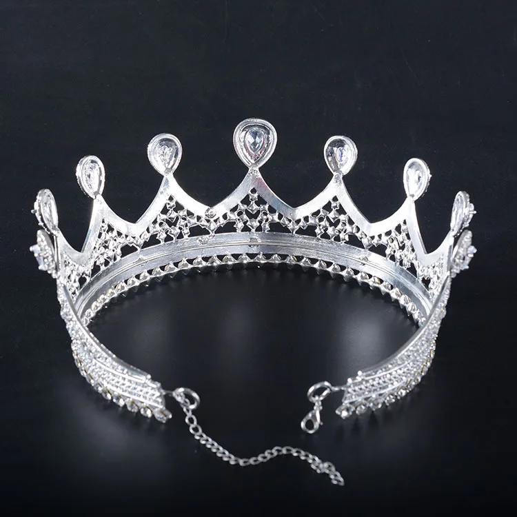 Woodqiqi Korean princess big crown wedding jewelry headdress European bride round crown headdress hair ornaments round crown (1)