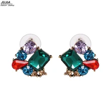 Элегантные серьги-гвоздики jujia с кристаллами для женщин, подарок на свадьбу, ювелирные изделия для девочек, модный металлический серьги