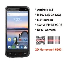 5,2 дюймов Большой экран сборщик мобильных данных терминал 4G ручной Android 8,1 PDA 1D 2D сканер штрих-кода с NFC 3G ram 32G rom