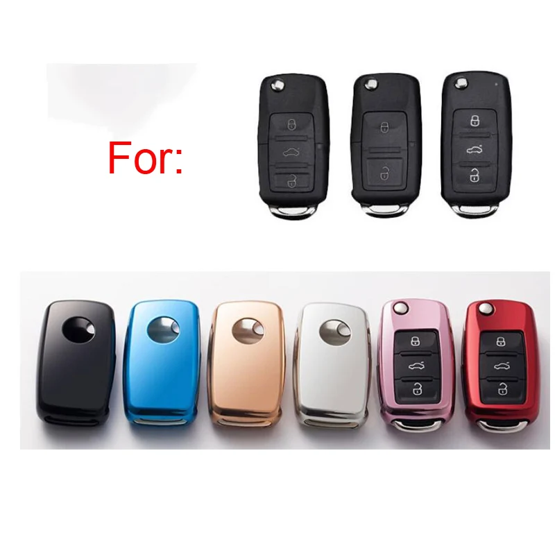 

10pcs 6 color Car TPU solf silicone key case cover For Vw Jetta Golf Passat Beetle Polo Bora 2 / 3 button flip key protect