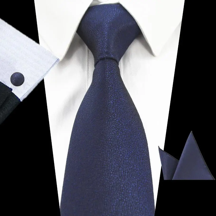 GUSLESON абсолютно однотонный с завязкой набор 8 см черный зеленый галстук Gravata Карманный квадратный шелковый галстук Пейсли платок запонки - Цвет: 09