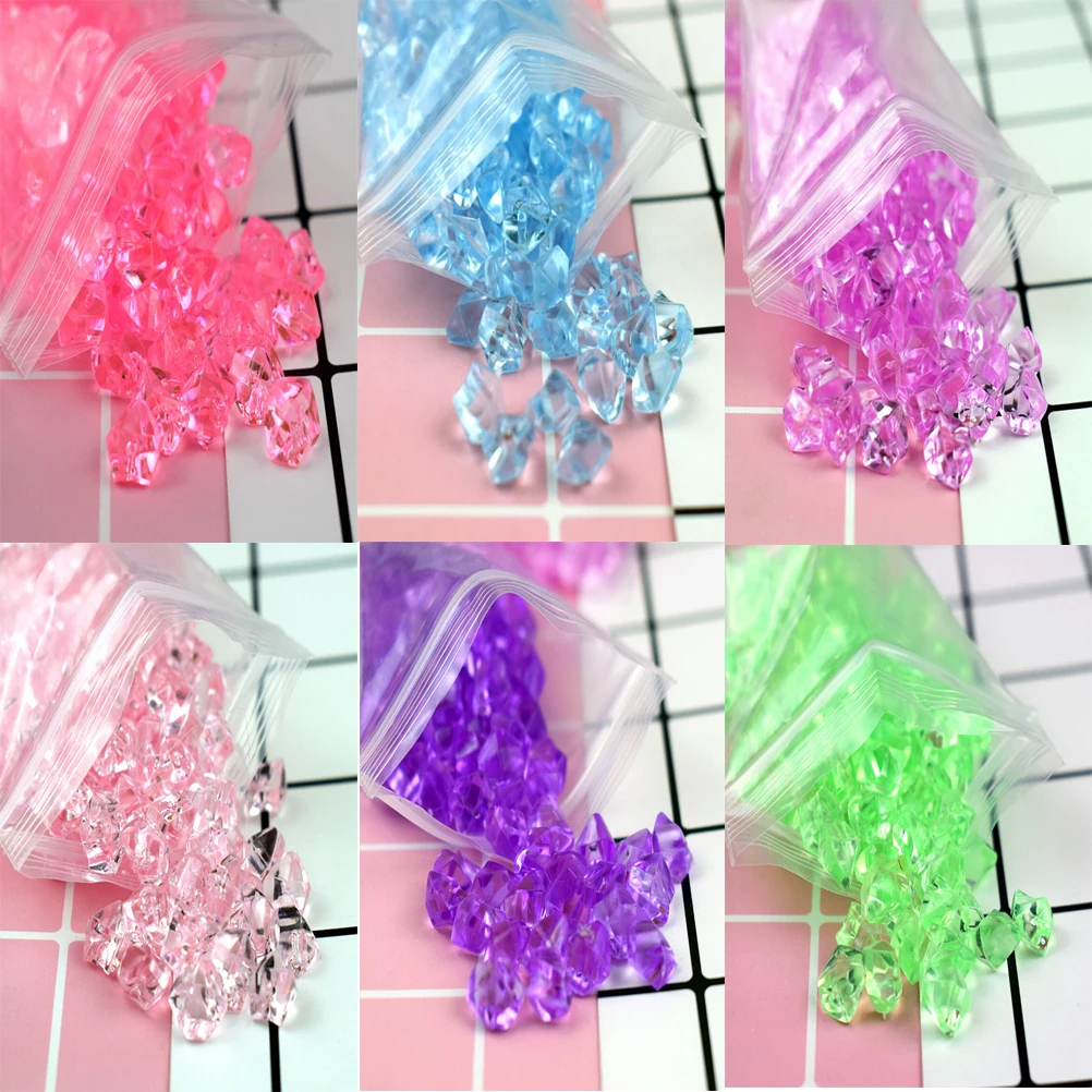 

200Pcs/bag Acrylic Crystal Stone Artificial Color Rock Plastic Transparent Vase Decorative Stone Fish Tank Home Wedding Decor