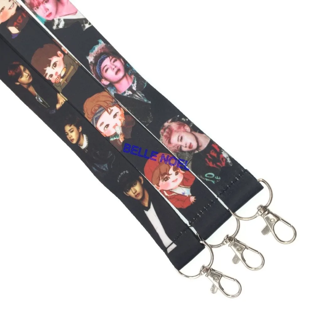 

50Pcs Popular cartoon BTS Neck Straps Lanyards ID Card,women Key chain kids party gifts
