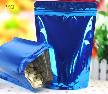 

100pcs Blue Aluminum Foil bag zip lock stand up bag self sealing packaging bag Resealable plastic storage bag 12x20cm/14x20cm