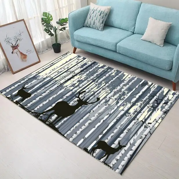 100*160cm Super Soft Flannel Abstract hand drawed Elk Carpet baby crawling pad thicken play mat tapis Non-slip rug blanket - Image 2