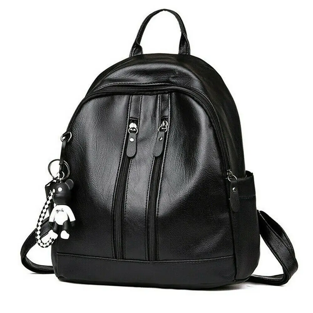 

Women Ladies Vintage PU Leather Travel Messenger School Backpack Rucksack School Bag Black Wine Red