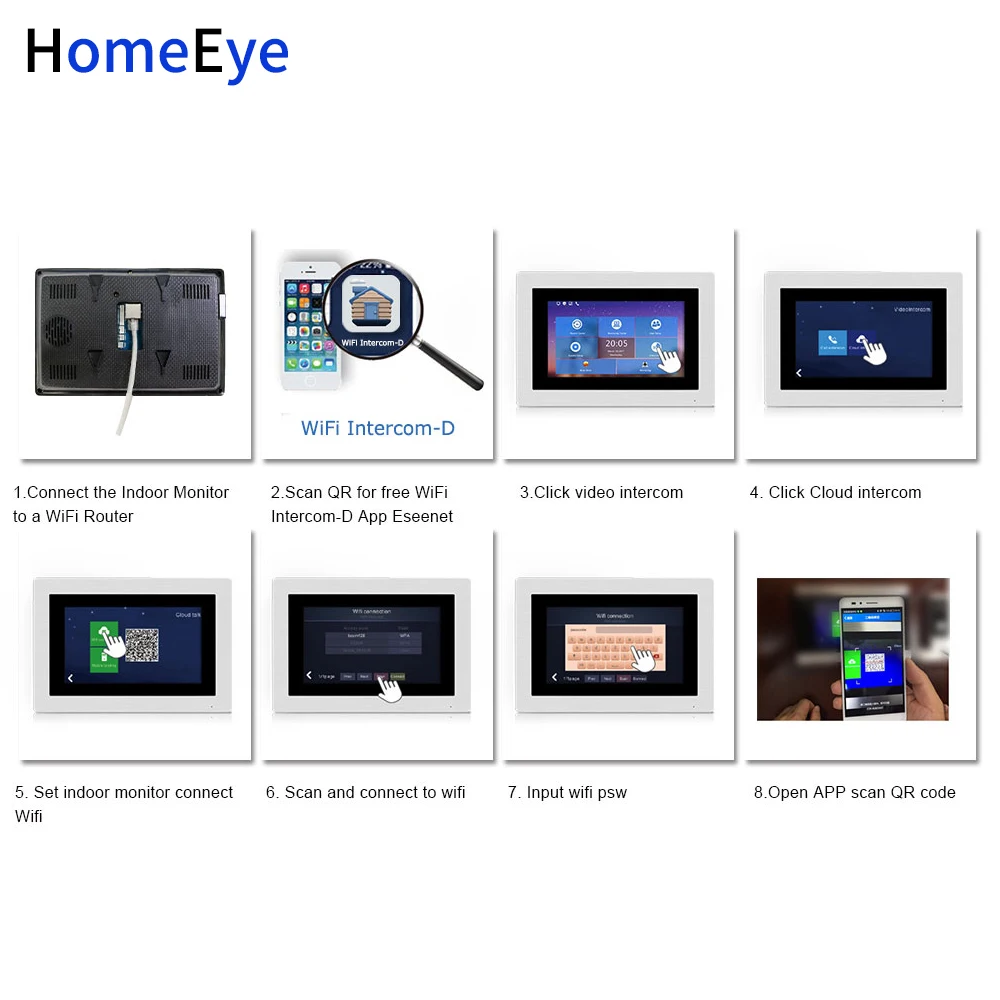 HomeEye 7 ''720 P WiFi IP видео домофон домашняя система контроля доступа Пароль/RFID карта+ POE переключатель сенсорный экран