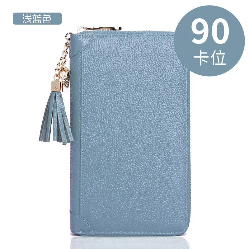 Pink Women Credit ID Card Holder Case Extendable Business Bank Cards Bag Wallet Coin Purse Carteira Mujer Tarjetero - Цвет: 90 Card Light Blue