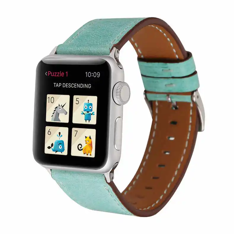 Dahase Макарон ремешок для Apple Watch группа 42 мм 38 мм серии 1/2/3 Пояса из натуральной кожи Смотреть Band для Apple iwatch браслет