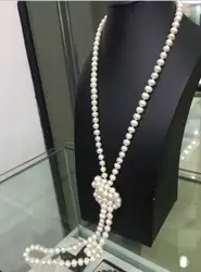 Классический 9-10 мм круглый Южное море белый жемчуг necklace48inch14k/20