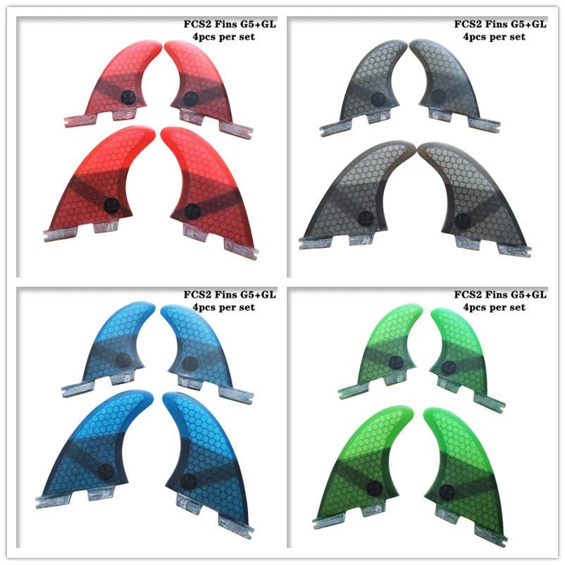 

FCSII G5+GL Surfboard Blue/Black/Red/Green color Honeycomb Fins quad fin set FCS 2 Fin Hot Sell FCS II Fin Quilhas