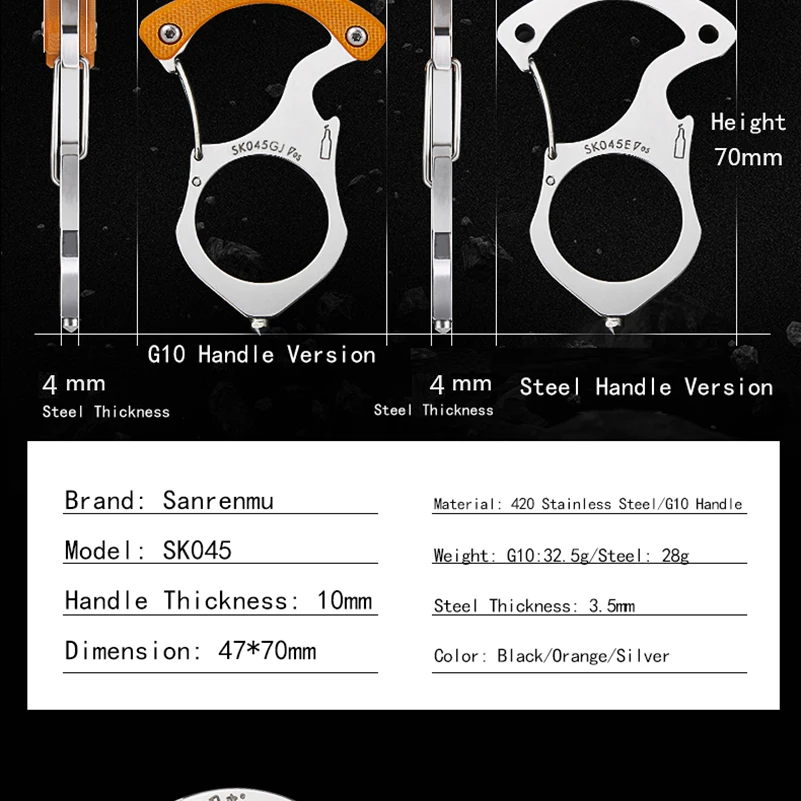 Sanrenmu SK045 многофункциональная цепочка для ключей/Кольцо/Пряжка edc многофункциональные инструменты Инструменты для выживания на открытом воздухе кемпинга инструменты для автомобиля спасательный стеклянный выключатель