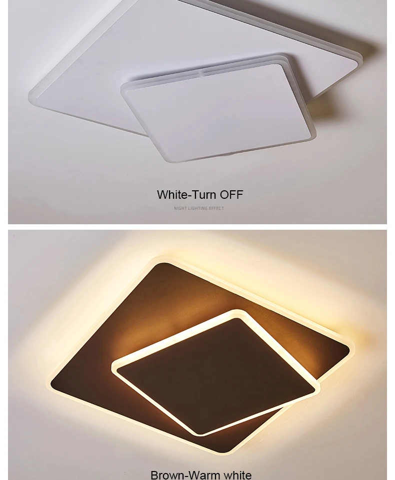 Современная квадратная светодиодная люстра белого/коричневого цвета для гостиной, спальни, кабинета, диммируемая современная люстра 110 В 220 В