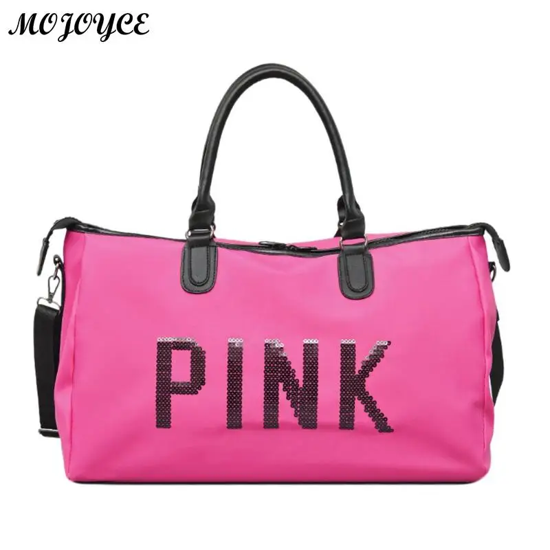 Женская Черная Дорожная сумка розового цвета с блестками, сумки на плечо для женщин, водонепроницаемая сумка, переносная нейлоновая сумка-тоут для выходных - Цвет: Type B Rose