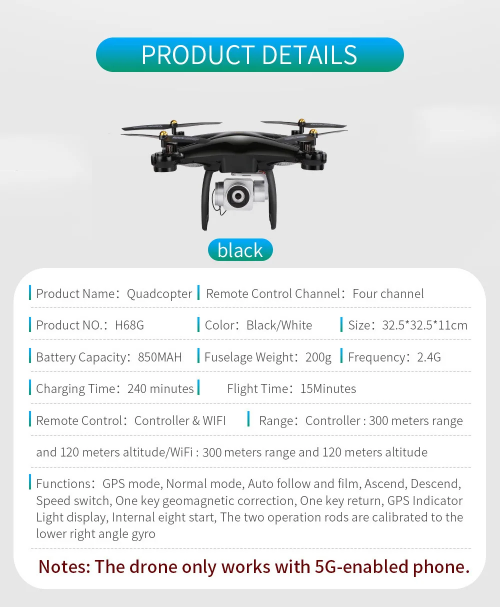 JJRC H68G двойной gps Дрон с 1080P HD камерой 5G Wifi FPV RC вертолет Профессиональный компас RTF Waypoint БПЛА с светильник