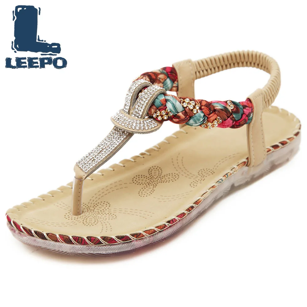 

Women Summer Flat Platform Sandles Gladiator Crystal Boho Shoes Wedges Large Size Flip Flops Woman Handmade Boho Sandals