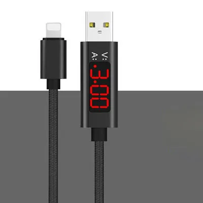 СВЕТОДИОДНЫЙ цифровой микро USB кабель зарядное устройство с интерфейсом Lightning V/A Дисплей для передачи данных и зарядки устройств плетеный кабель для samsung для Iphone 8 pin кабель, цвета в ассортименте - Цвет: for iphone