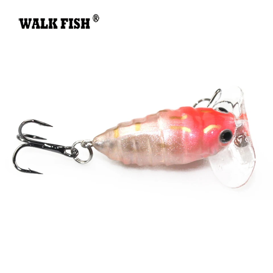 Walk Fish, 1 шт., 4 см, 4,2 г, Cicada, Поппер для рыбалки, блесна, Япония, Topwater, 3D глаза, жесткая плавающая приманка, крючок, снасть, Реалистичная, воблер, приманка для рыбы