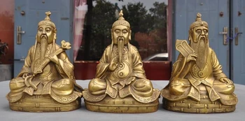 

Chinese Brass Taoist Temple SanQing RuYi Yuanshi Senior 3 God Tianzun Statue Set