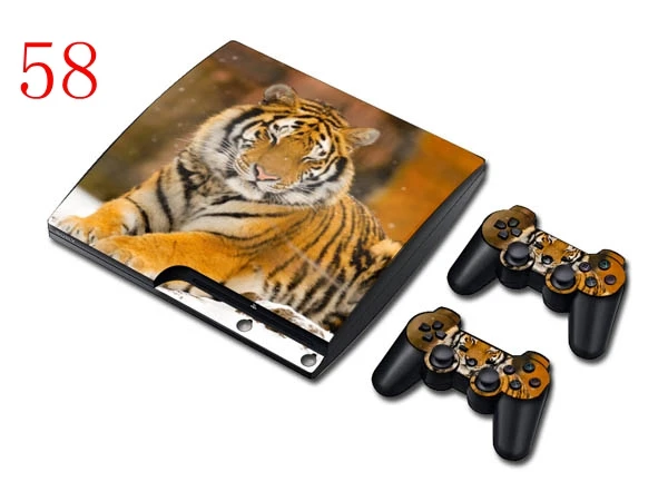 Special Price OSTSTICKER Tiger For PS3 Slim Skin Sticker Cover for Sony PlayStation 3 Console and 2 Controller Skins