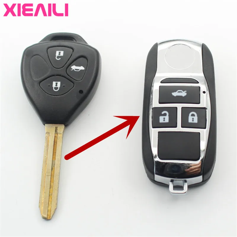 

XIEAILI OEM 3Button Modified Flip Folding Remote Key Case Shell For Toyota Reiz/Camry/Rav4/Yaris Uncut Key Fob Case S8