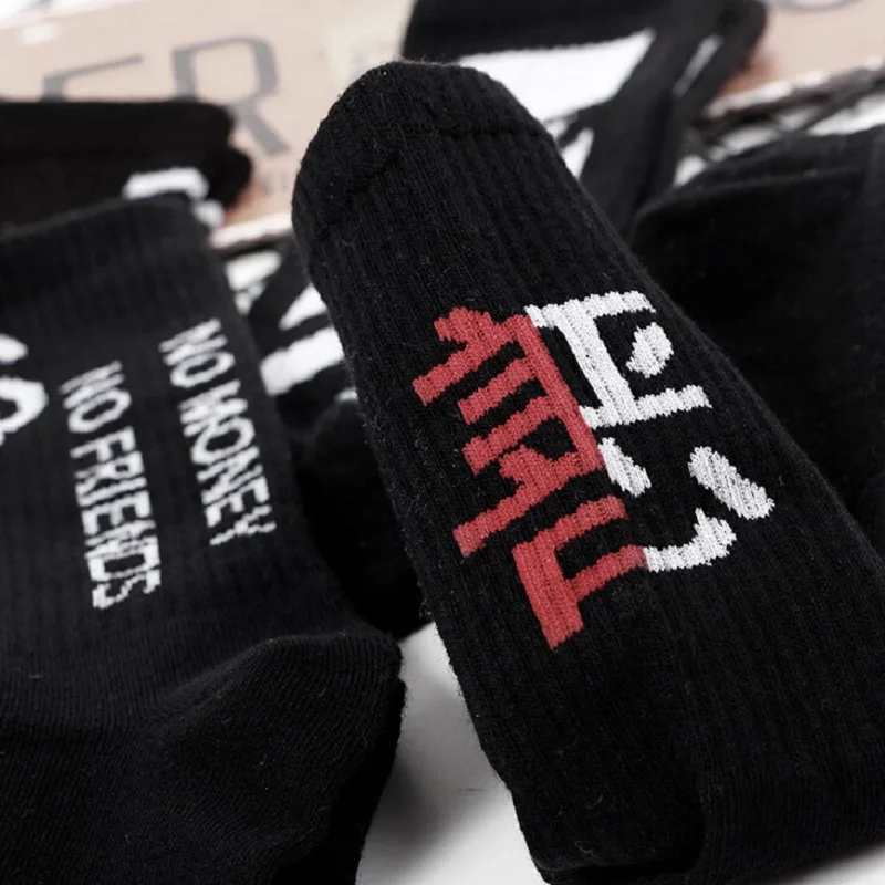 Китайские английские забавные носки с буквами мужские унисекс Harajuku хлопковые