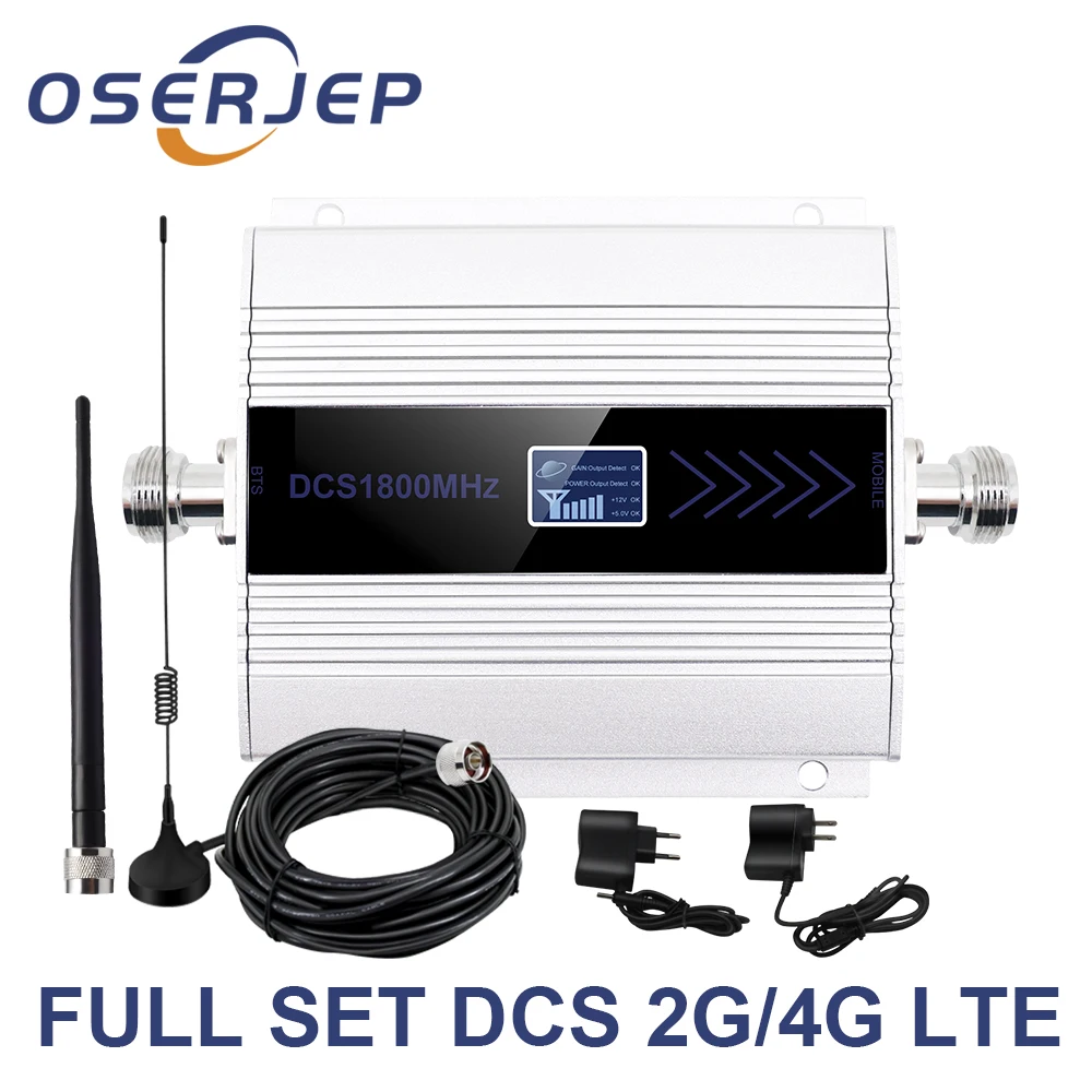 OSERJEP комплект 4G LTE band3 мобильный усилитель сигнала повторитель 1800 МГц сотовая связь GSM 1800 Сотовый телефон ЖК-дисплей+ присоска антенна