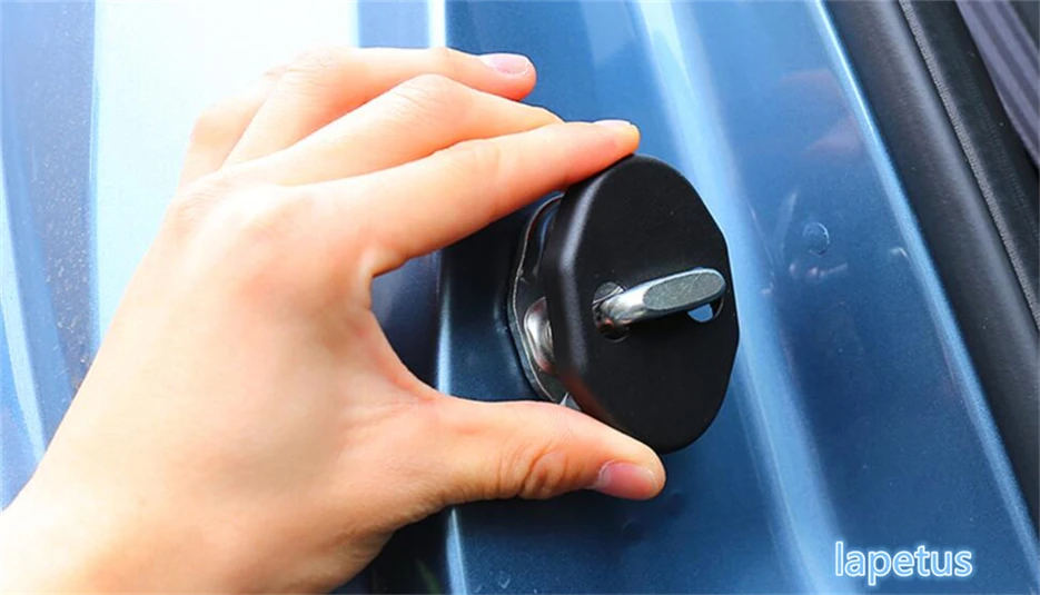 

For Mazda 3 AXELA 2014 2015 2016 2017 2018 Plastic Car Inner Door Lock Protector Decoration Frame Cover Trim 4 Piece / Black