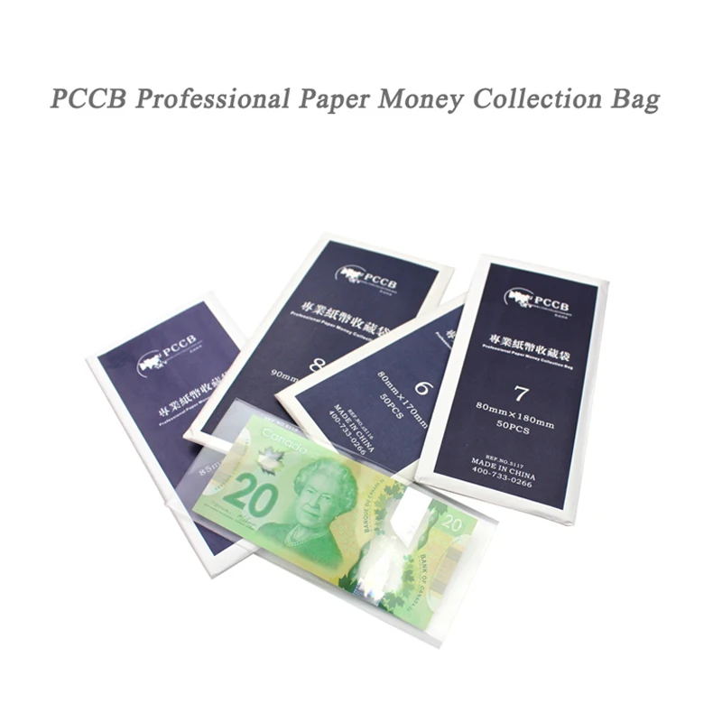 PCCB NO. 9 120*190mm, PROFESSIONAL BANKNOTE OPP SLEEVES. Paper Money Collection bag, Plastic bag, 50pcs/pack