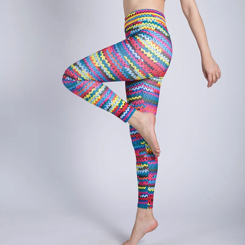 OUSIDI 2018 Fashion Knitting Print Leggings Women Workout