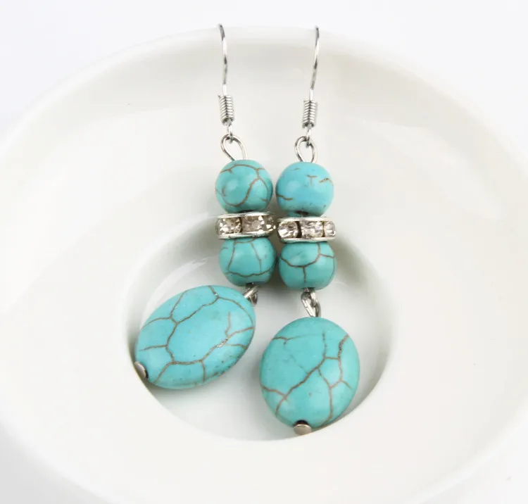 

Fashion Women Rhinestone Inlaid Earring Woman Tibetan Silver Plated Hook Earrings Charming Jewelry Accessories