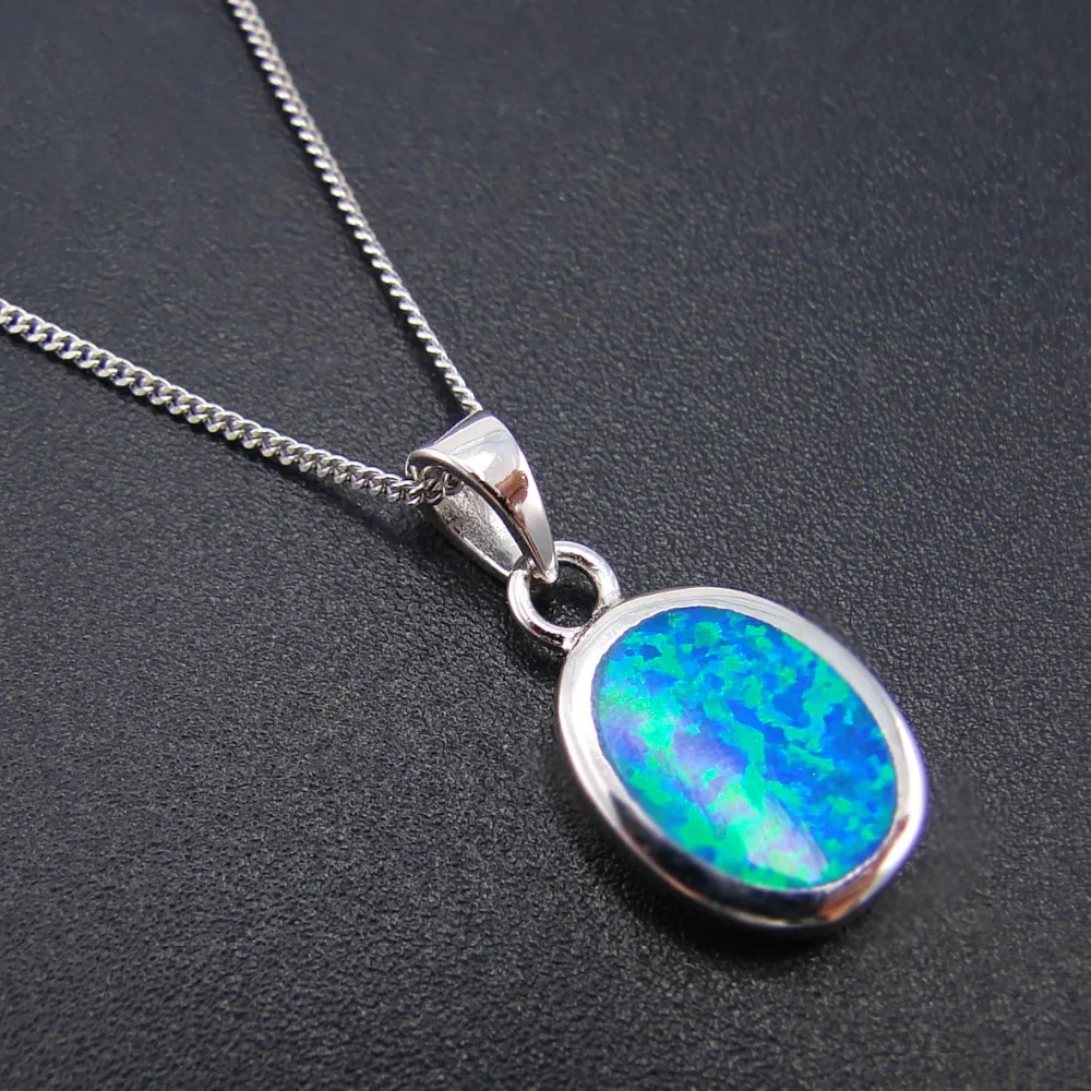 Женская подвеска из серебра 100% пробы с голубым огненным опалом|pendant woman|pendant bluependant