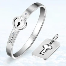 Браслет пара наборы сердце любовь замок браслет с замком ключ кулон титановая сталь