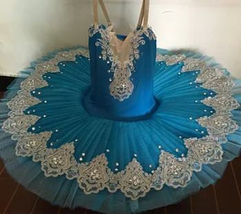 

2017 Adult Professional Ballet Tutus Blue Gymnastics Leotard For Girls Swan Lake Sequins Dance Costume Kids Stage Dancewear