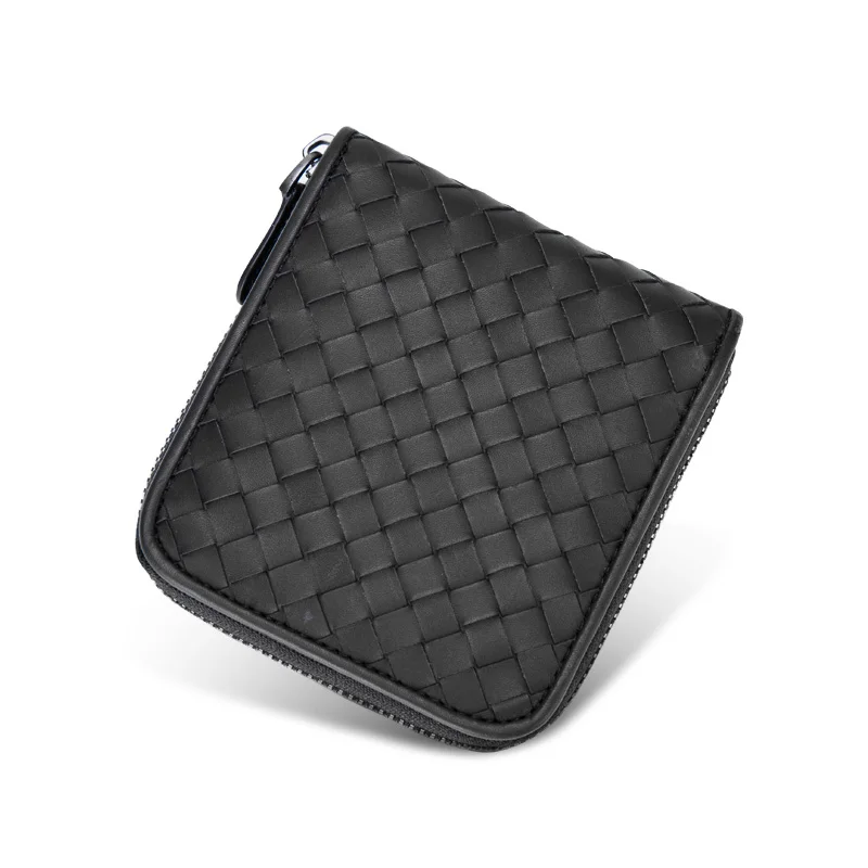 

MiNi Cow Genuine Leather Wallet Zipper Zero Purse Ladies Short Wallet Credit ID Business Bank Card Holder Purse Handmade