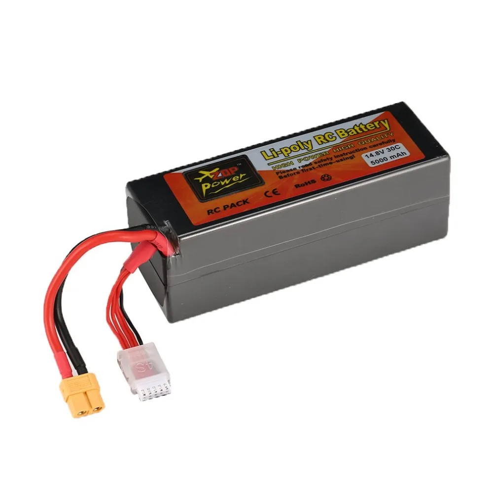 

ZOP Power 14.8V 5000mAh 30C 4S 1P Lipo Battery XT60 Plug Rechargeable for RC Racing Drone Quadcopter Helicopter Car Boat Model