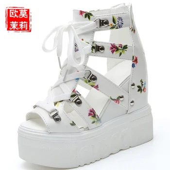 

2019 shoes woman Sandals Summer New Fashion Platform Sandals Wedges zip Thick Bottom Casual Women Shoes High Heels Sandalias